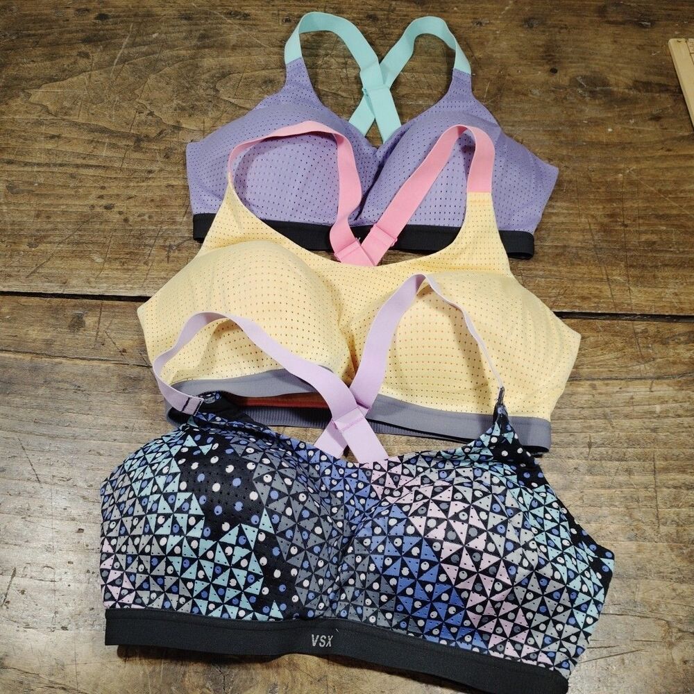 Three Victoria Secret VSX Bra 36DD Sports Wireless LOT Athletic
